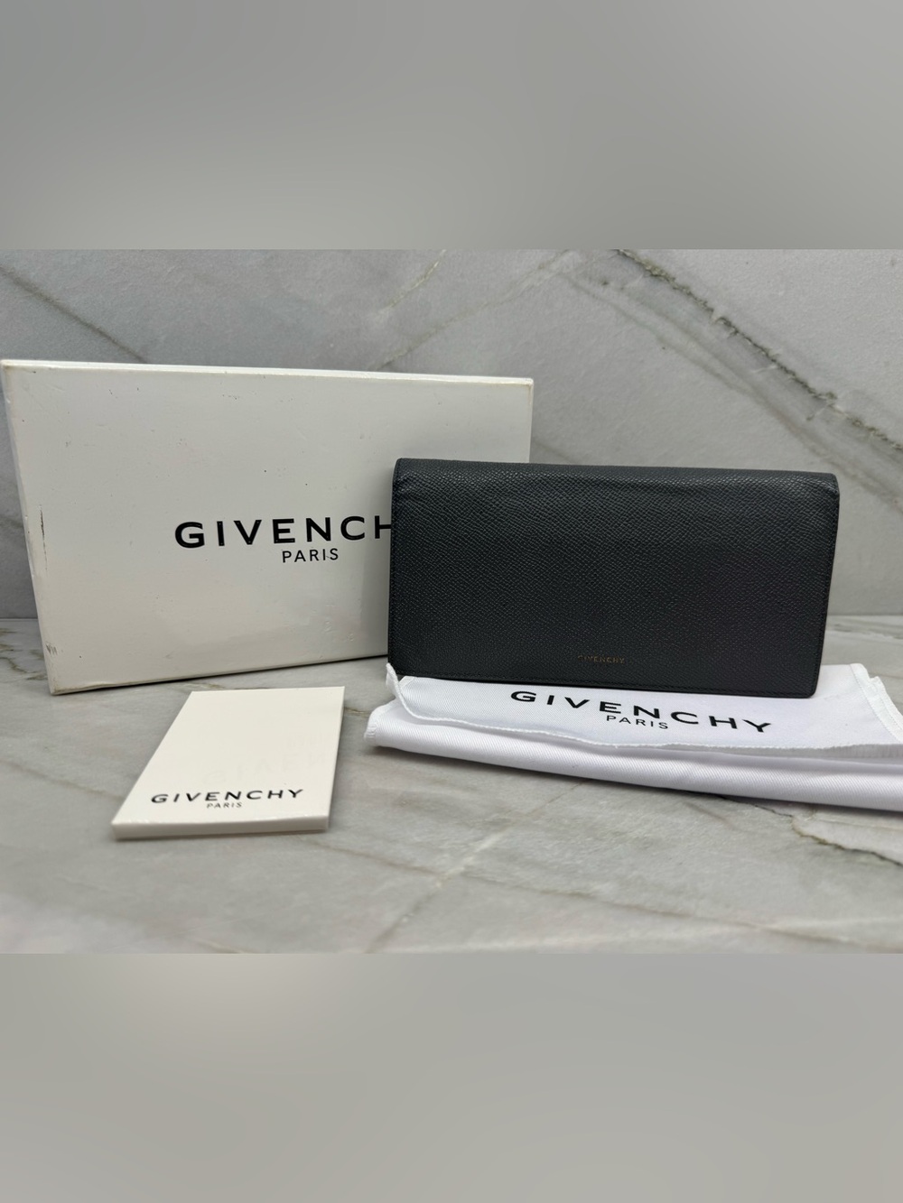 Givenchy Gray Calf Leather Long Flap Wallet